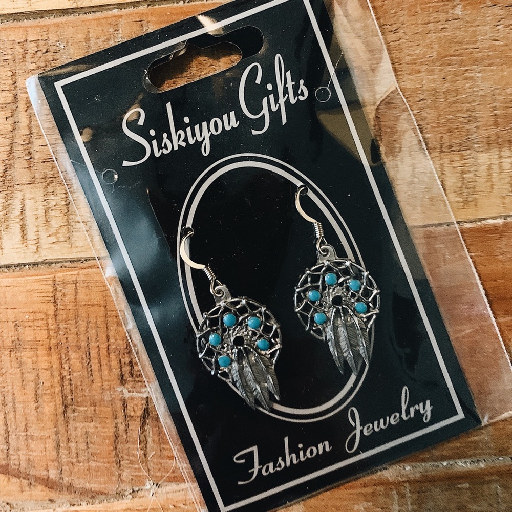 Pewter Dream Catcher Earrings